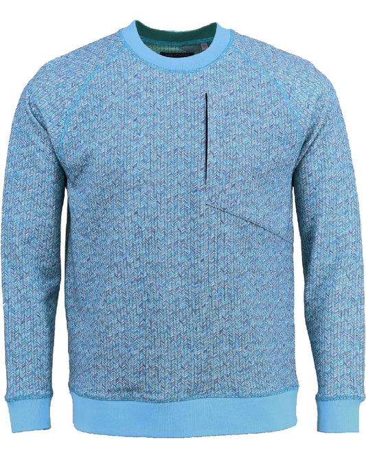 Jameson in Double Face Knit Chevron Blue Sweater