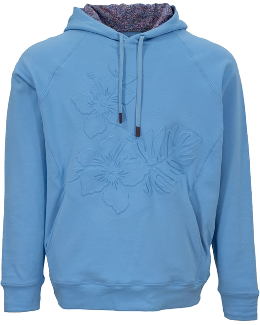 HANK EMBOSSED FLORAL HOODIE - BLUE