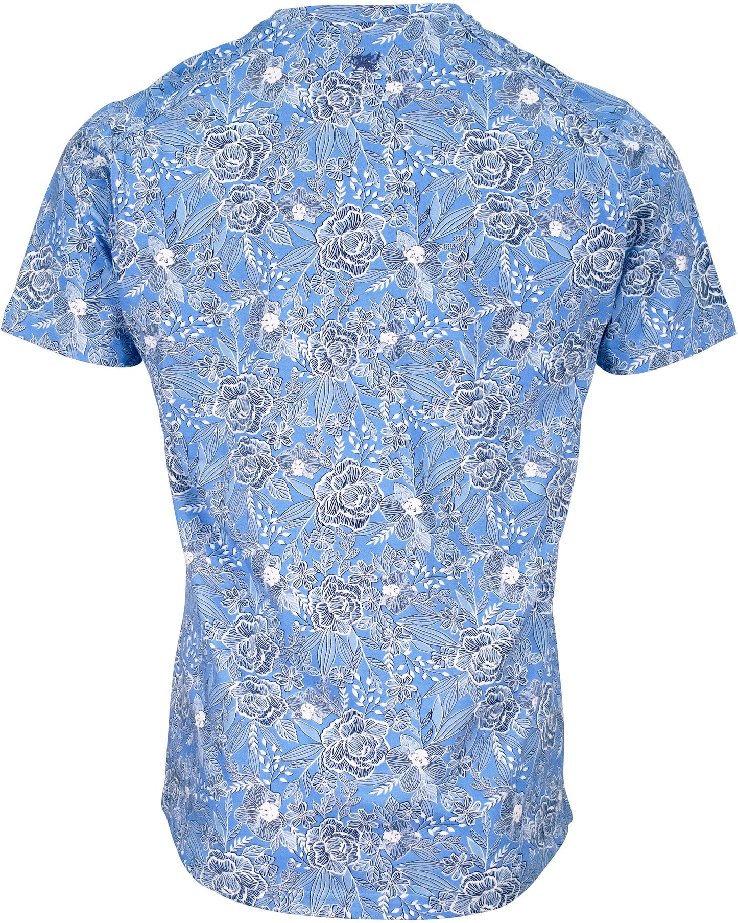 MAZE HANDCUT FLORAL V-NECK TEE - BLUE