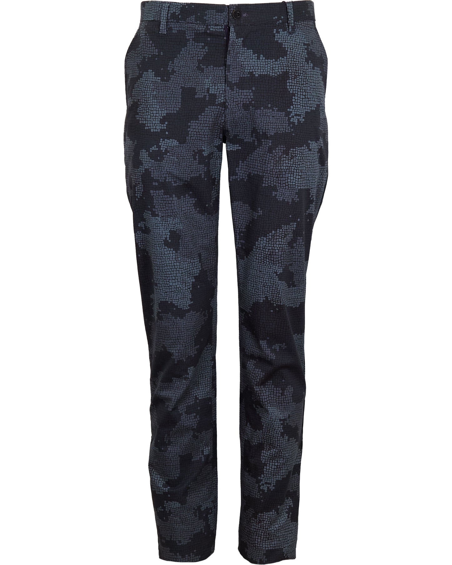 CASPIAN CAMO MOSAIC STRETCH COTTON CHINO PANT - COAL