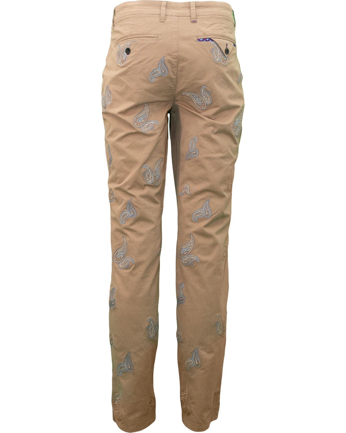 CHARLES EMBROIDERED PAISLEY PANT - TAN