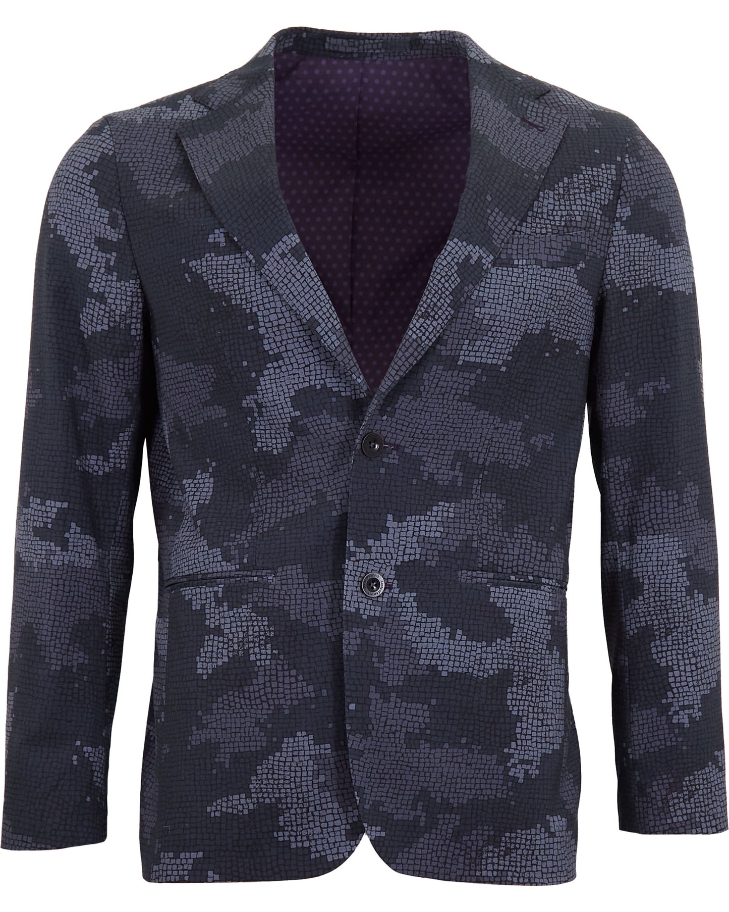 JUDD FULLY LINED CAMO MOSAIC TAILORED WOOL BLAZER - COAL