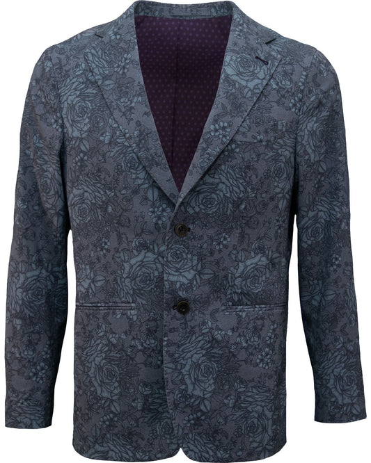JUDD FULLY LINED ROMA FLORAL TAILORED WOOL BLAZER - CHARCOAL