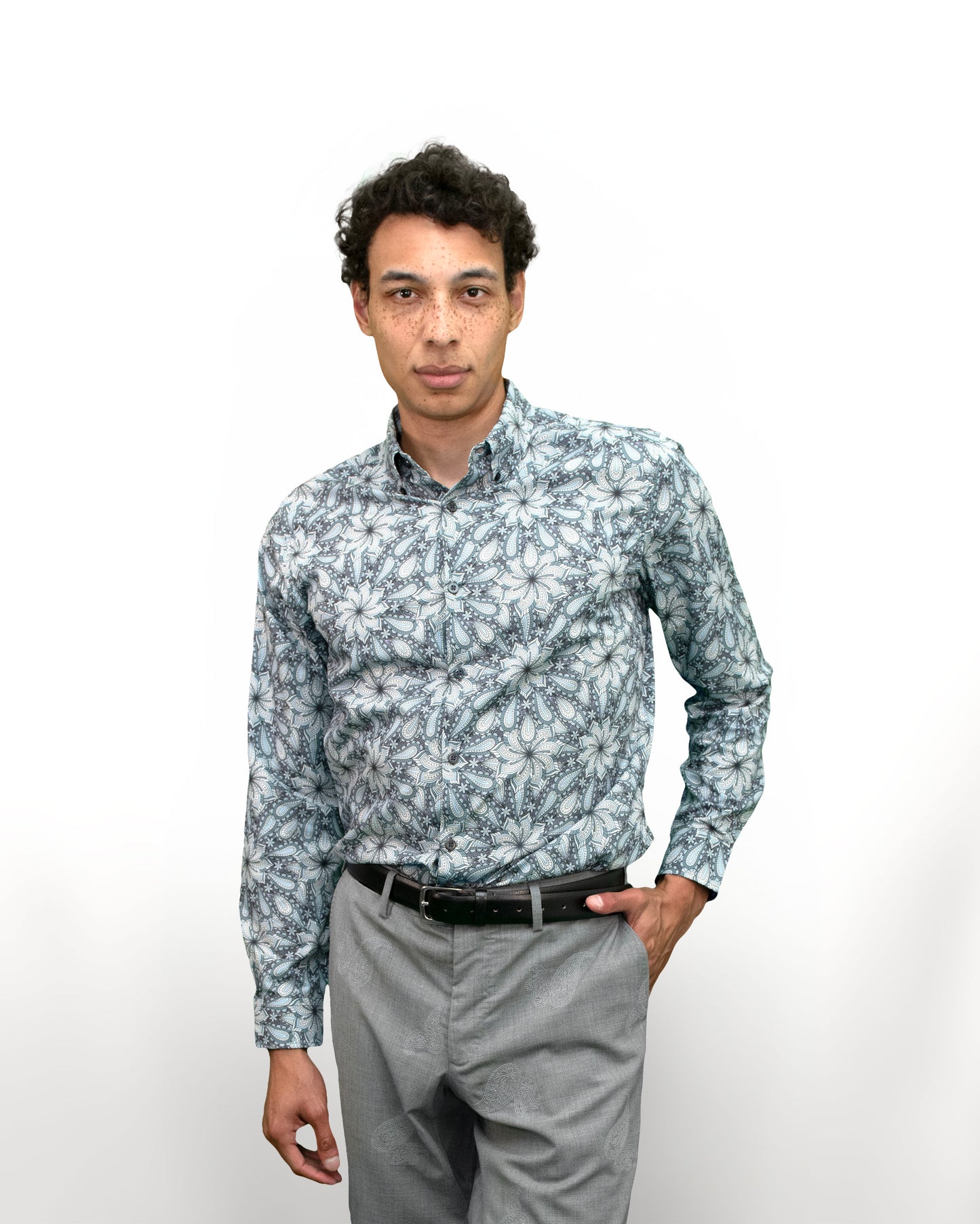 MITCHELL STALLION MEDALLION SHIRT - CHARCOAL