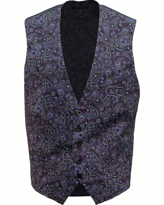 WILBUR TRIBUNE PAISLEY GILET - PLUM