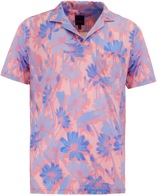 BOBBY SPRINGTIME MERINO JERSEY COLLARED SHIRT - PINK