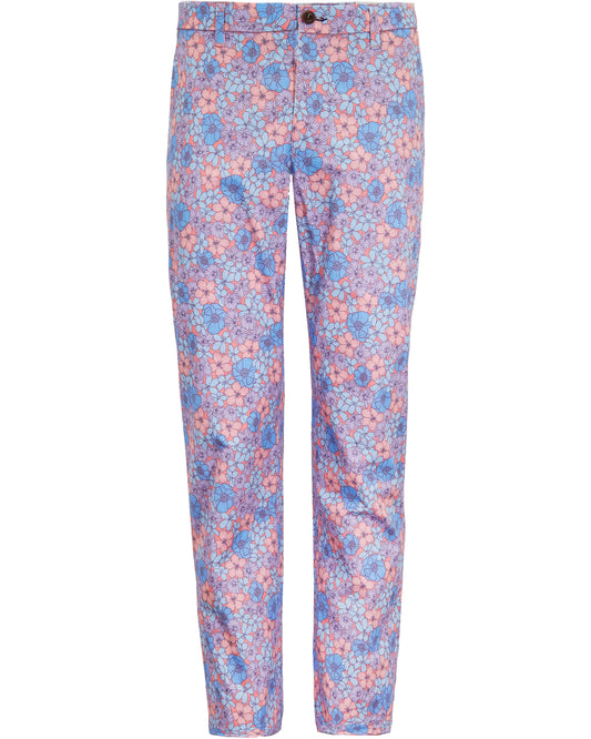 CASPIAN DENSE FLORAL STRETCH COTTON CHINO PANT - PINK