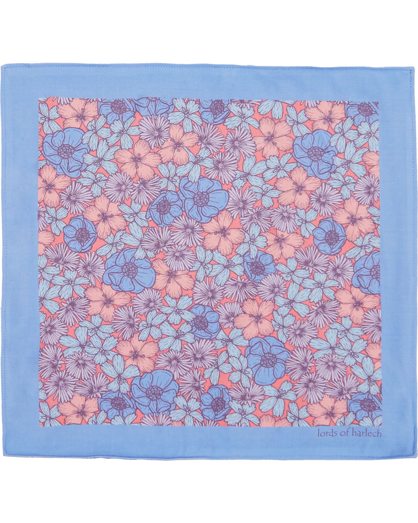 HUDSON DENSE FLORAL MERINO HANDKERCHIEF POCKET SQUARE - PINK