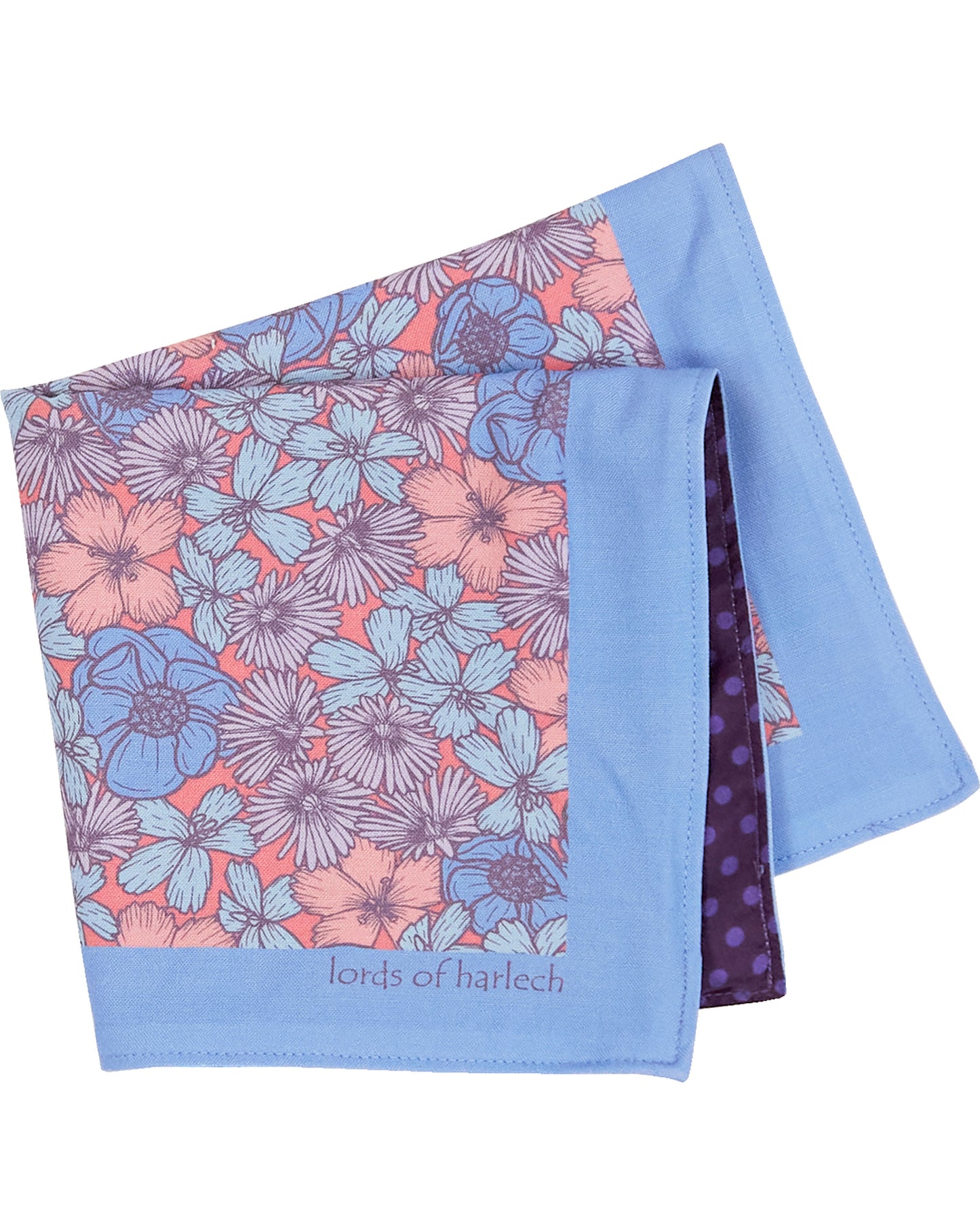 HUDSON DENSE FLORAL MERINO HANDKERCHIEF POCKET SQUARE - PINK