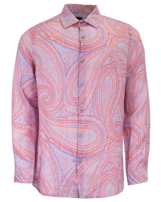 LAURENT WILD PAISLEY OXFORD LEINENHEMD - ROSA
