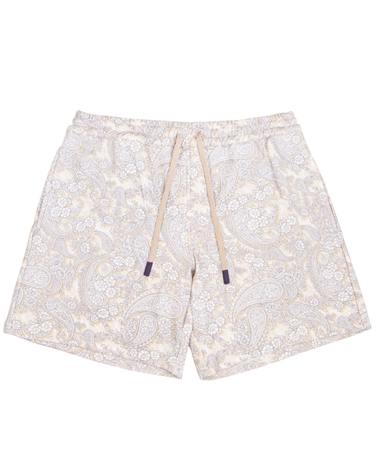 SILUS PAISLEY ROMANCE INTERLOCK SHORTS - IVORY