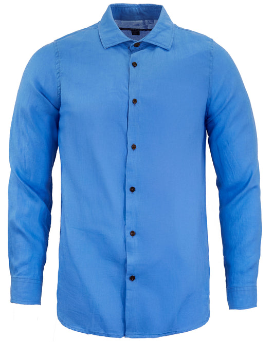 LIONEL LEINEN-BUTTON-DOWN-HEMD – SEGELBLAU