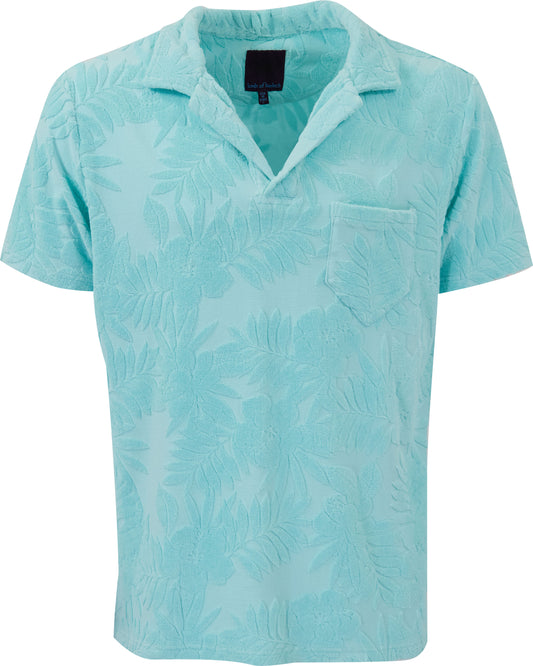 JOHNNY FARM FLORAL TOWEL POLO SHIRT - SPEARMINT