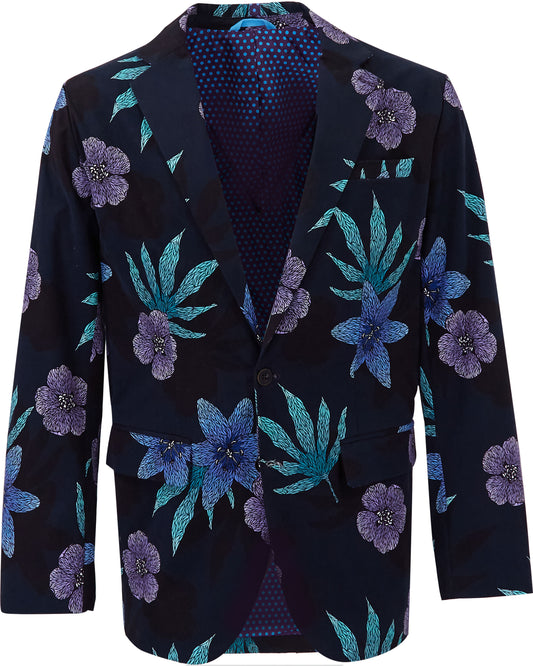 JULIUS FLORAL MEMORY BLAZER - MARINEBLAU