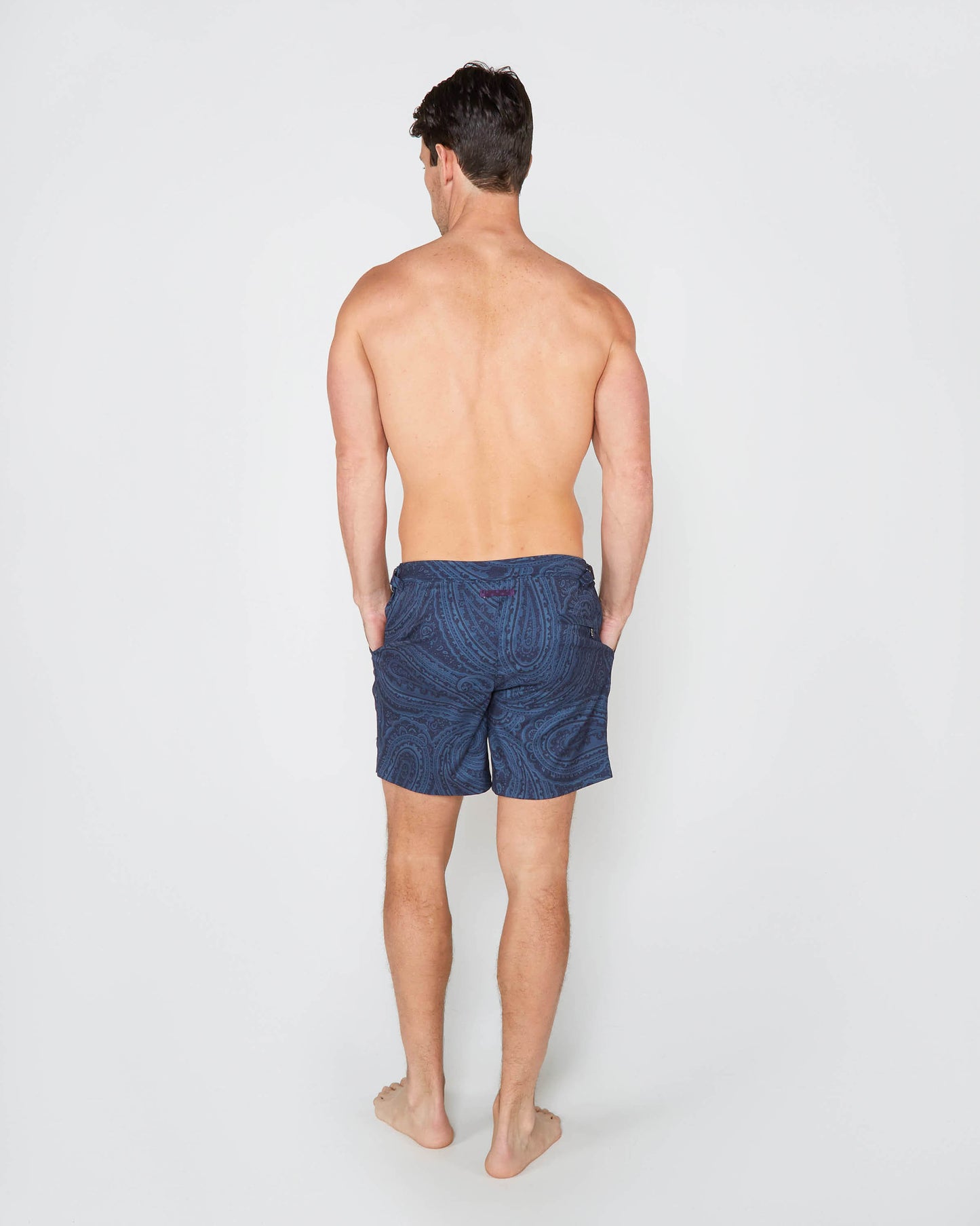 NEPTUNE WILD PAISLEY OXFORD TAILORED SWIM SHORT - NAVY