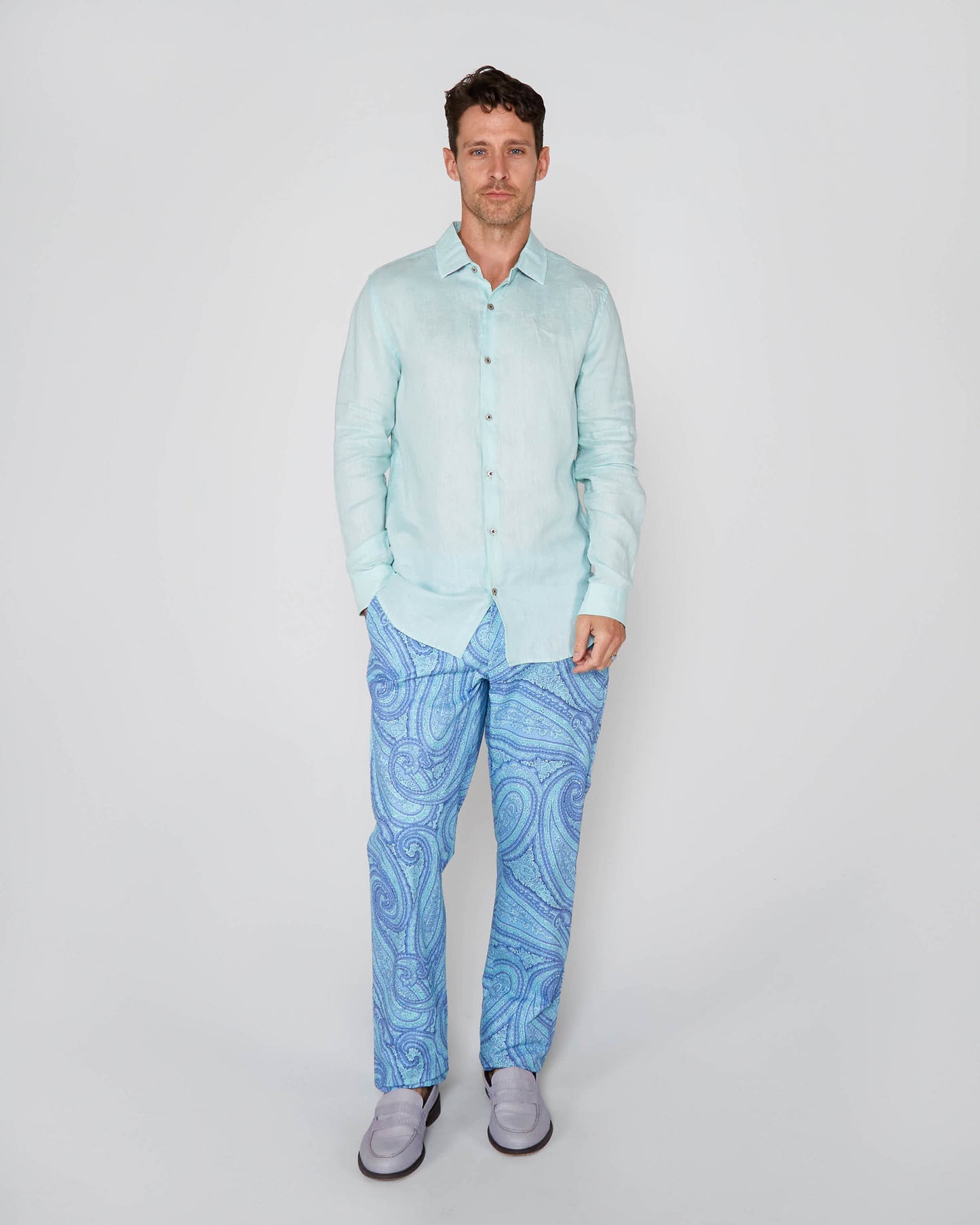 LAURENT LINEN SHIRT - PEPPERMINT