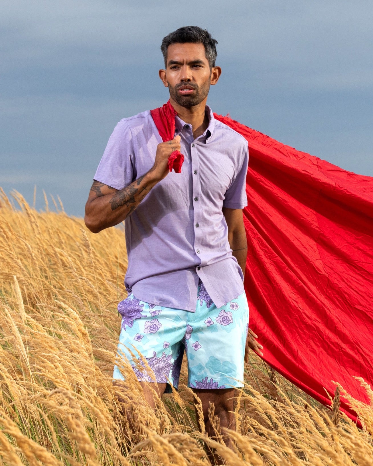TOBIAS MERINO SHIRT IN LAVENDER
