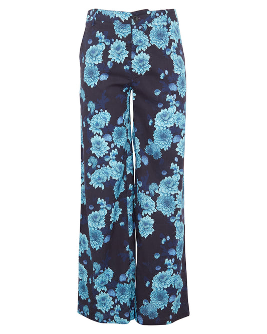 PHILLIS SERIOUS FLORAL TAILORED PANT - NAVY