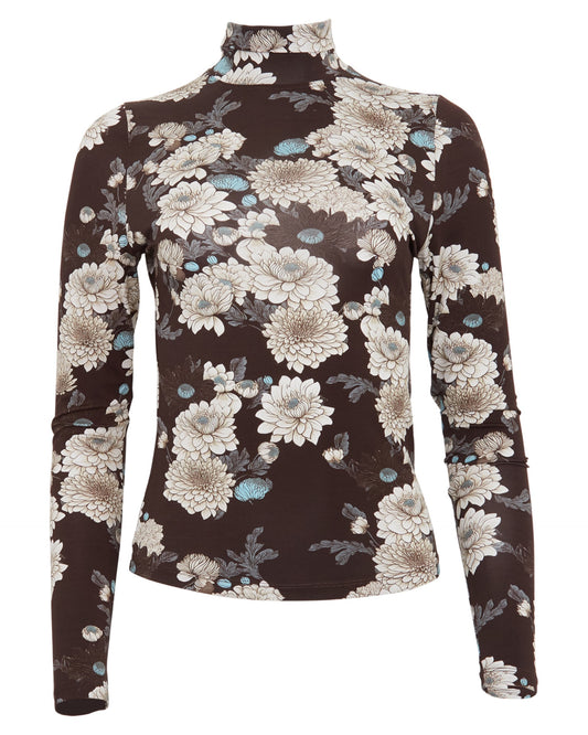 KATE SERIOUS FLORAL TURTLENECK - BLACK