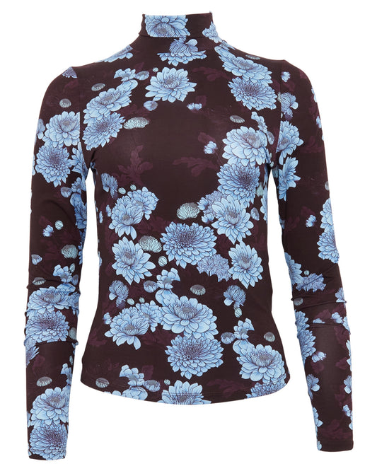 KATE SERIOUS FLORAL TURTLENECK - PLUM