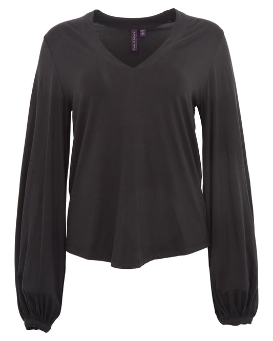 VAL LONG SLEEVE V-NECK SHIRT - BLACK