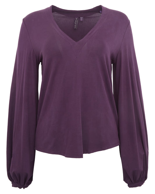 VAL LONG SLEEVE V-NECK SHIRT - PLUM