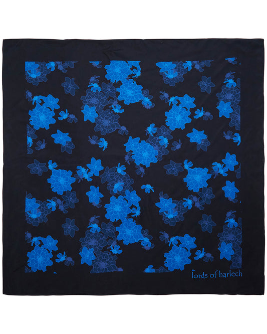 SOFIA SILK SCARF - SOFTBLOOM NAVY