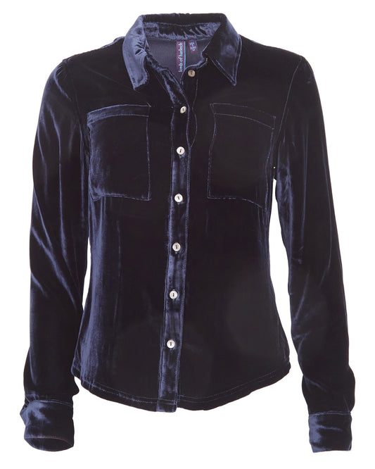 SYLVIA VELVET SHIRT - NAVY