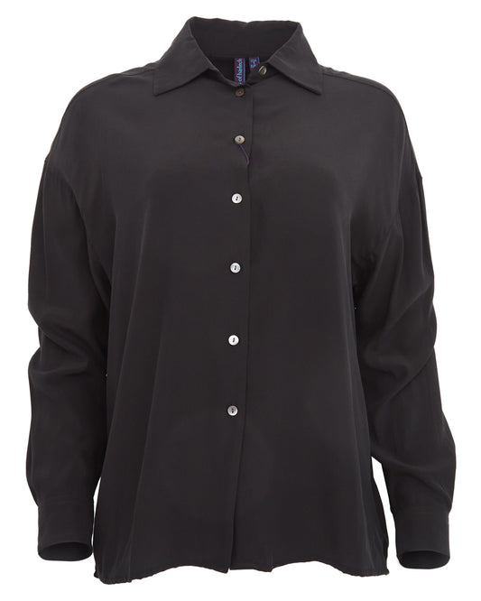SOPHIE SILK OVERSIZED SHIRT - BLACK
