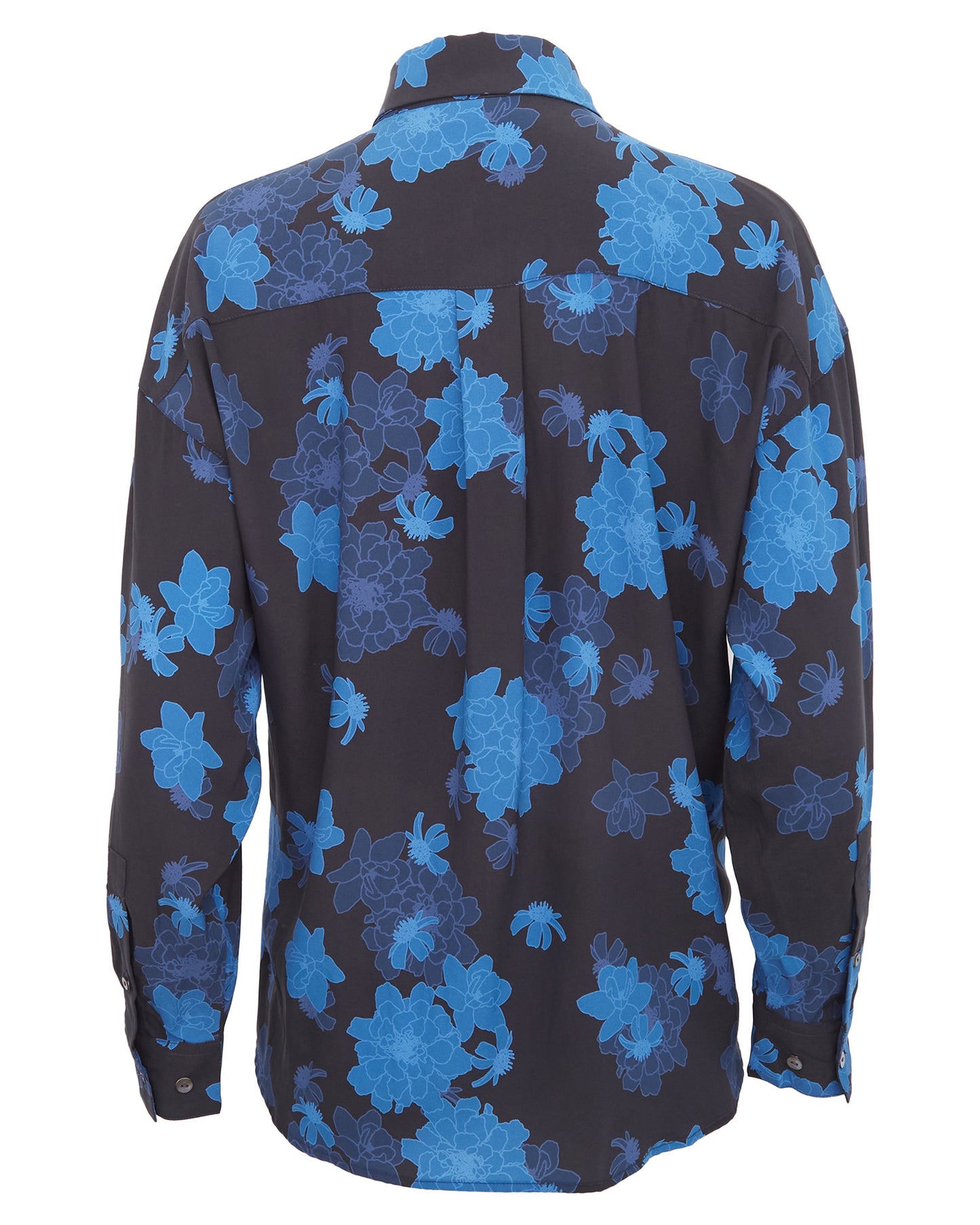 SOPHIE SILK OVERSIZED SHIRT - SOFTBLOOM NAVY