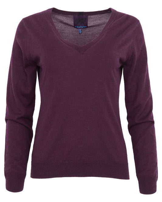 SASHA V-NECK SWEATER - PLUM