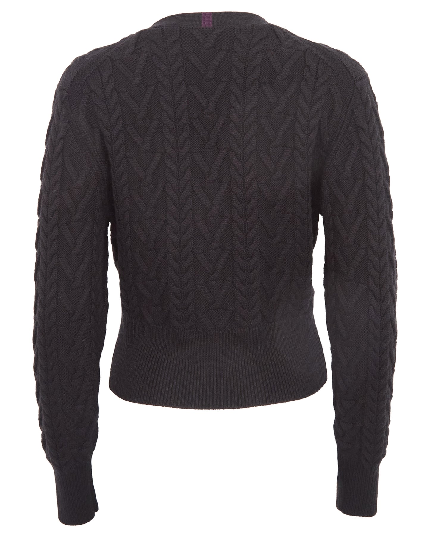 SAMANTHA TEXTURED CABLE KNIT SWEATER - BLACK