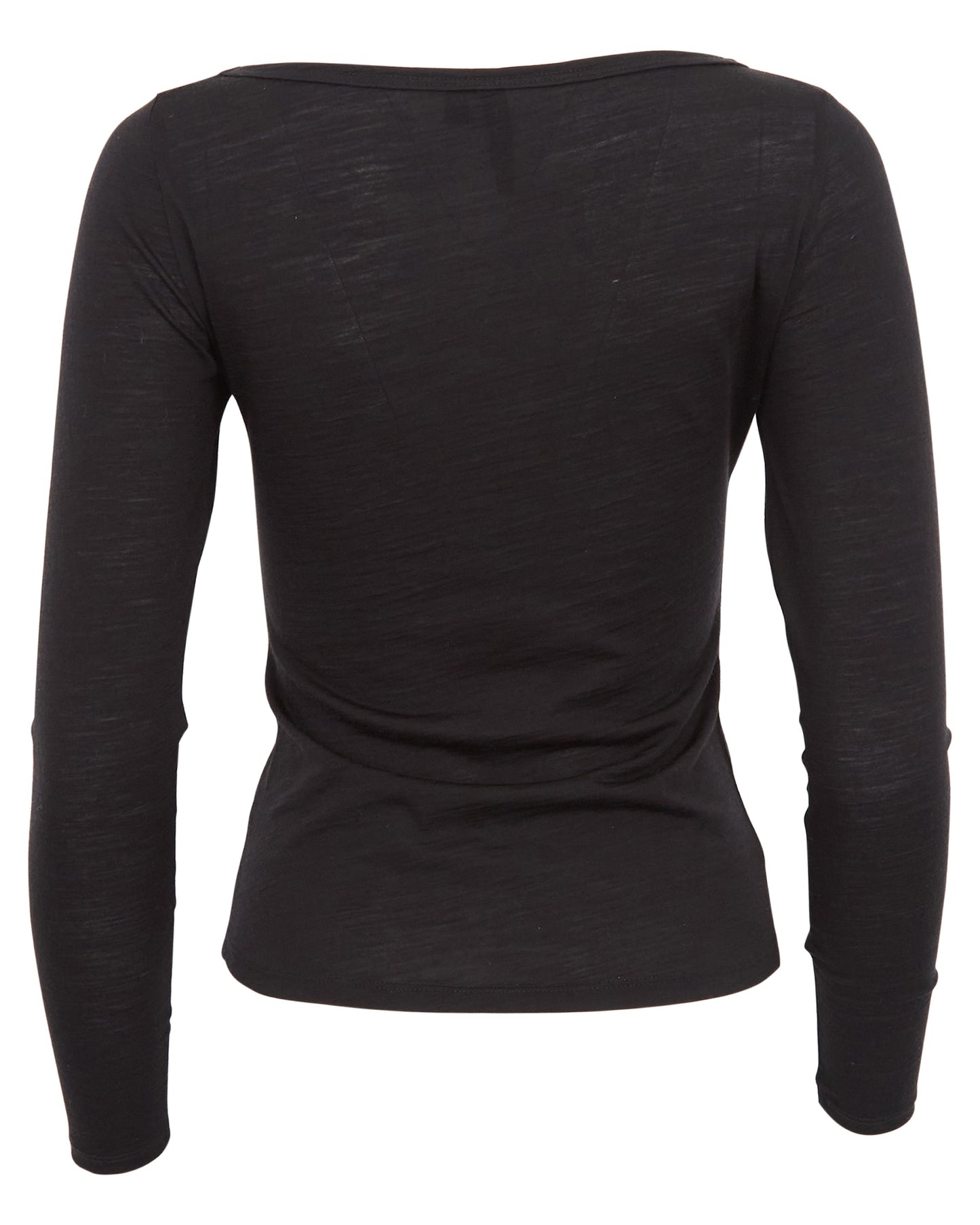 CARLY MERINO LONG SLEEVE CREWNECK SHIRT - BLACK