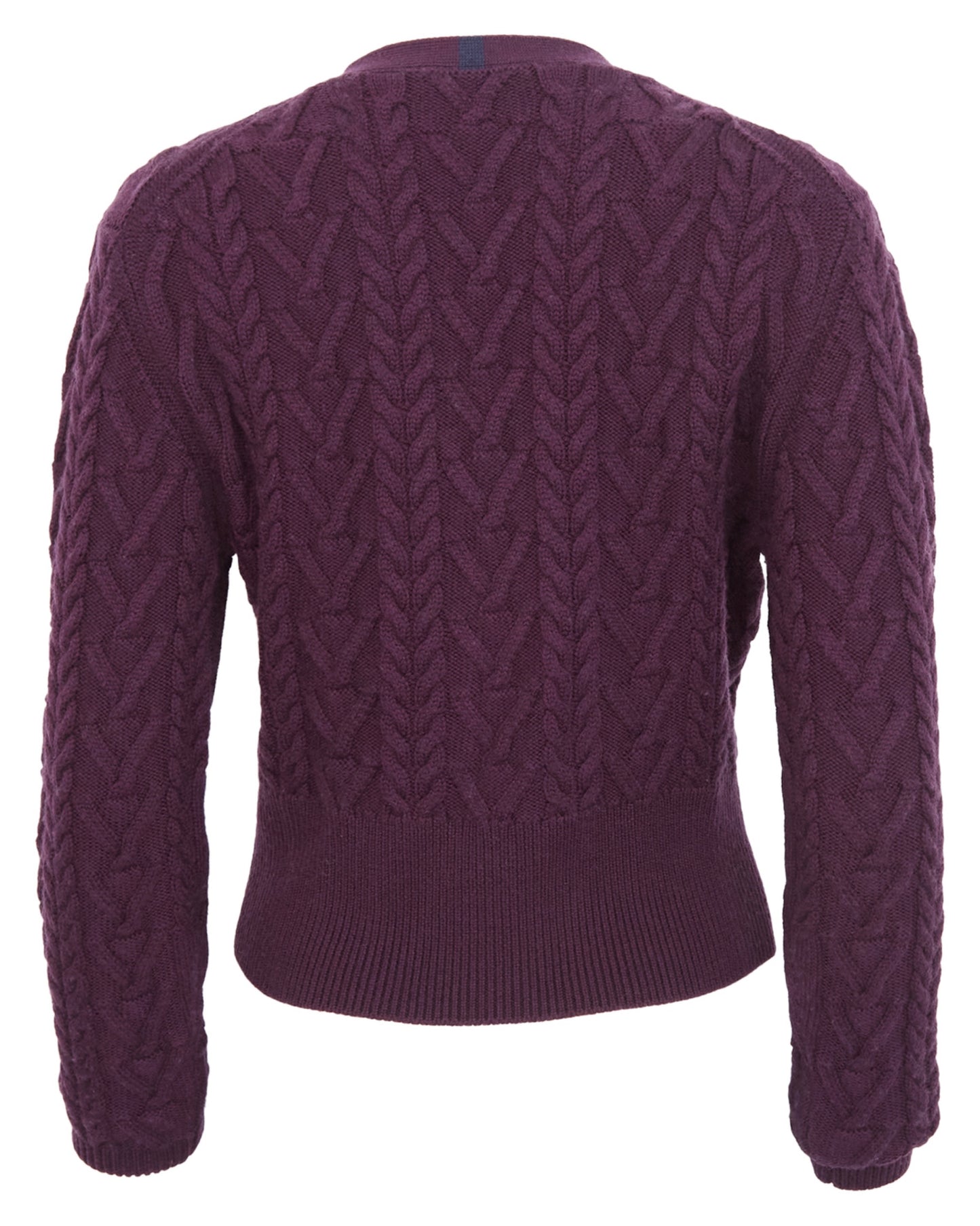 SAMANTHA TEXTURED CABLE KNIT SWEATER - PLUM