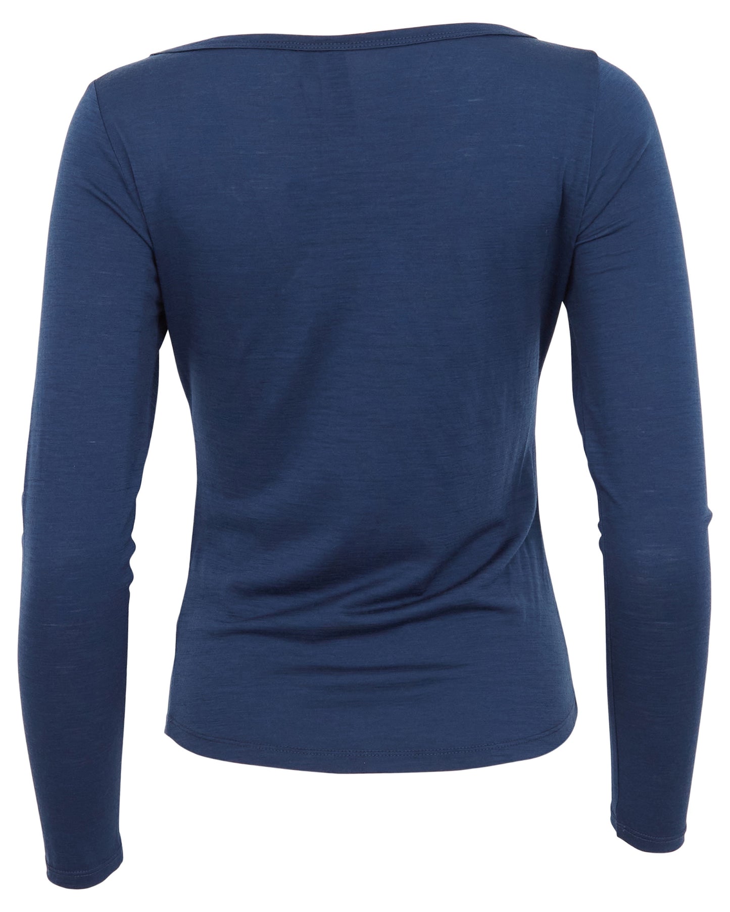 CARLY MERINO LONG SLEEVE CREWNECK SHIRT - NAVY