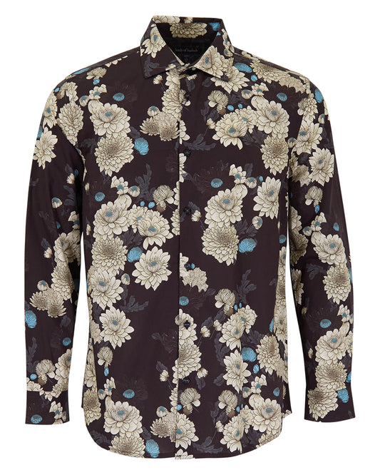 NIGEL SERIOUS FLORAL SHIRT - BLACK