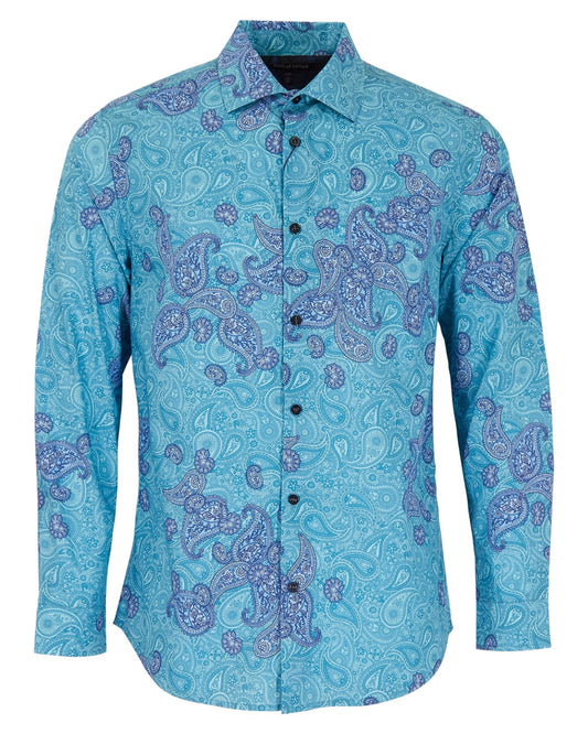 NIGEL MONTGAT PAISLEY SHIRT - TEAL