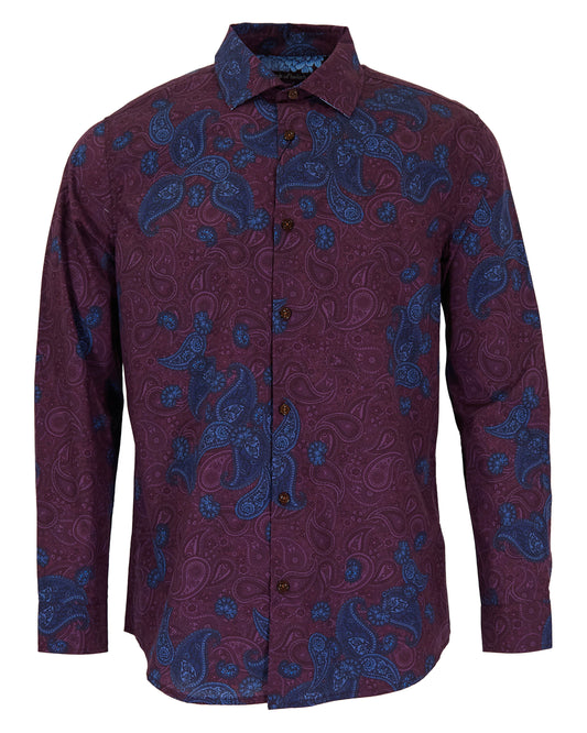 NIGEL MONTGAT PAISLEY SHIRT - PLUM