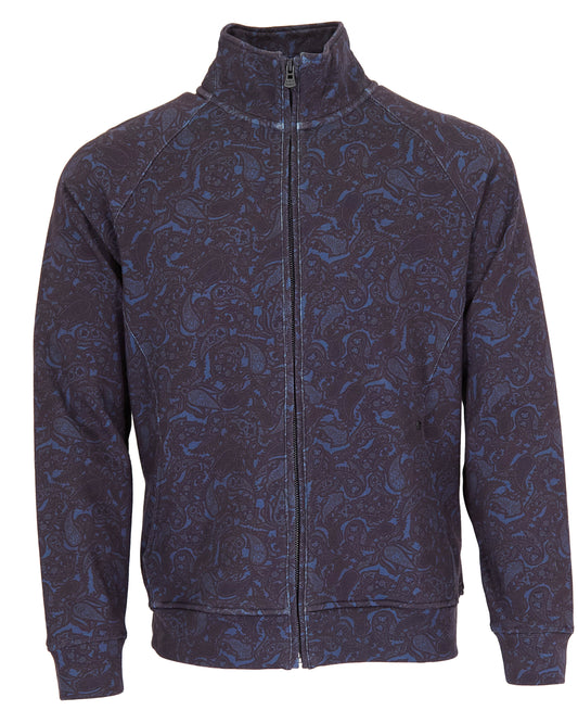 NEVILLE MADRID PAISLEY FULL-ZIP JACKET - NAVY