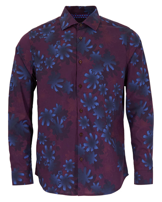 NORMAN RAMBLE FLORAL SHIRT - PLUM