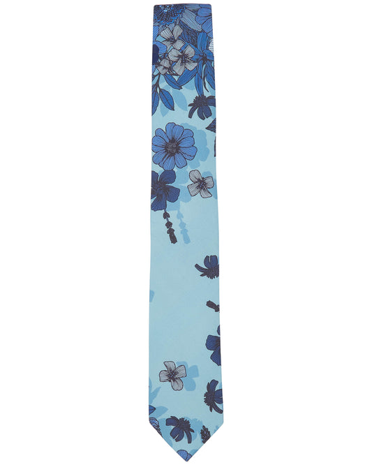 TADDEO VALENCIA FLORAL MERINO TIE - TEAL