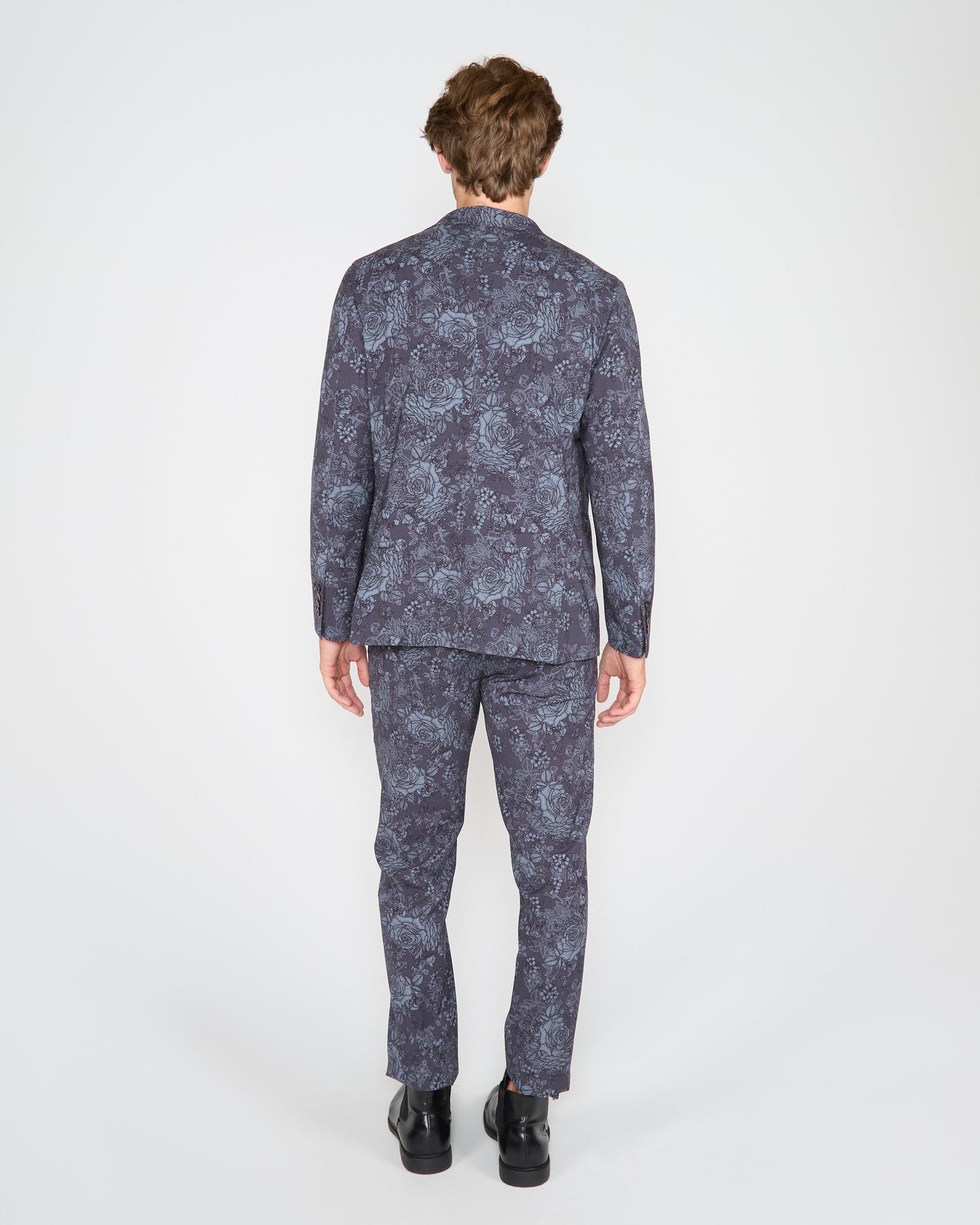 JUDD FULLY LINED ROMA FLORAL TAILORED WOOL BLAZER - CHARCOAL