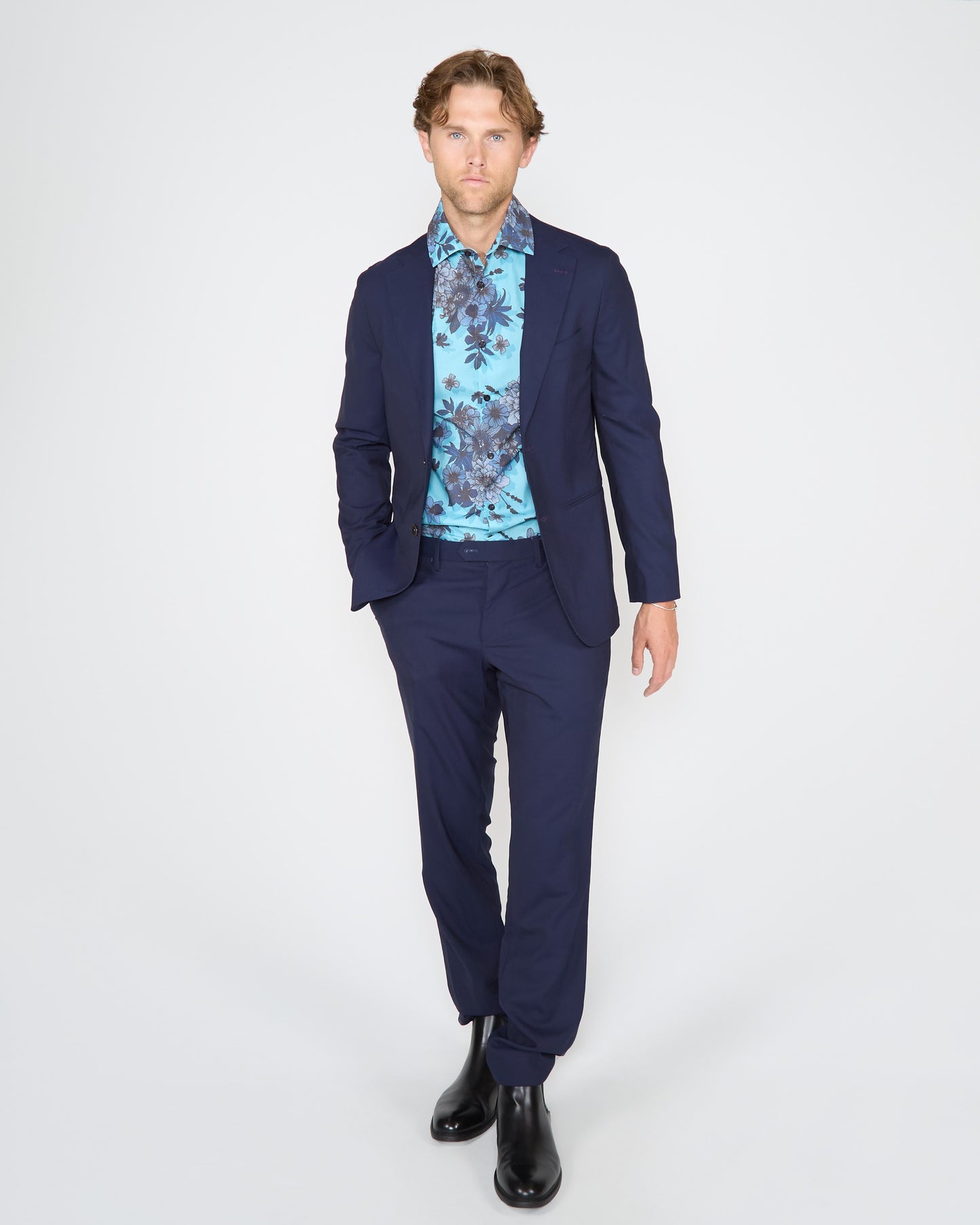 JUDD HALF LINED TAILORED WOOL BLAZER - NAVY