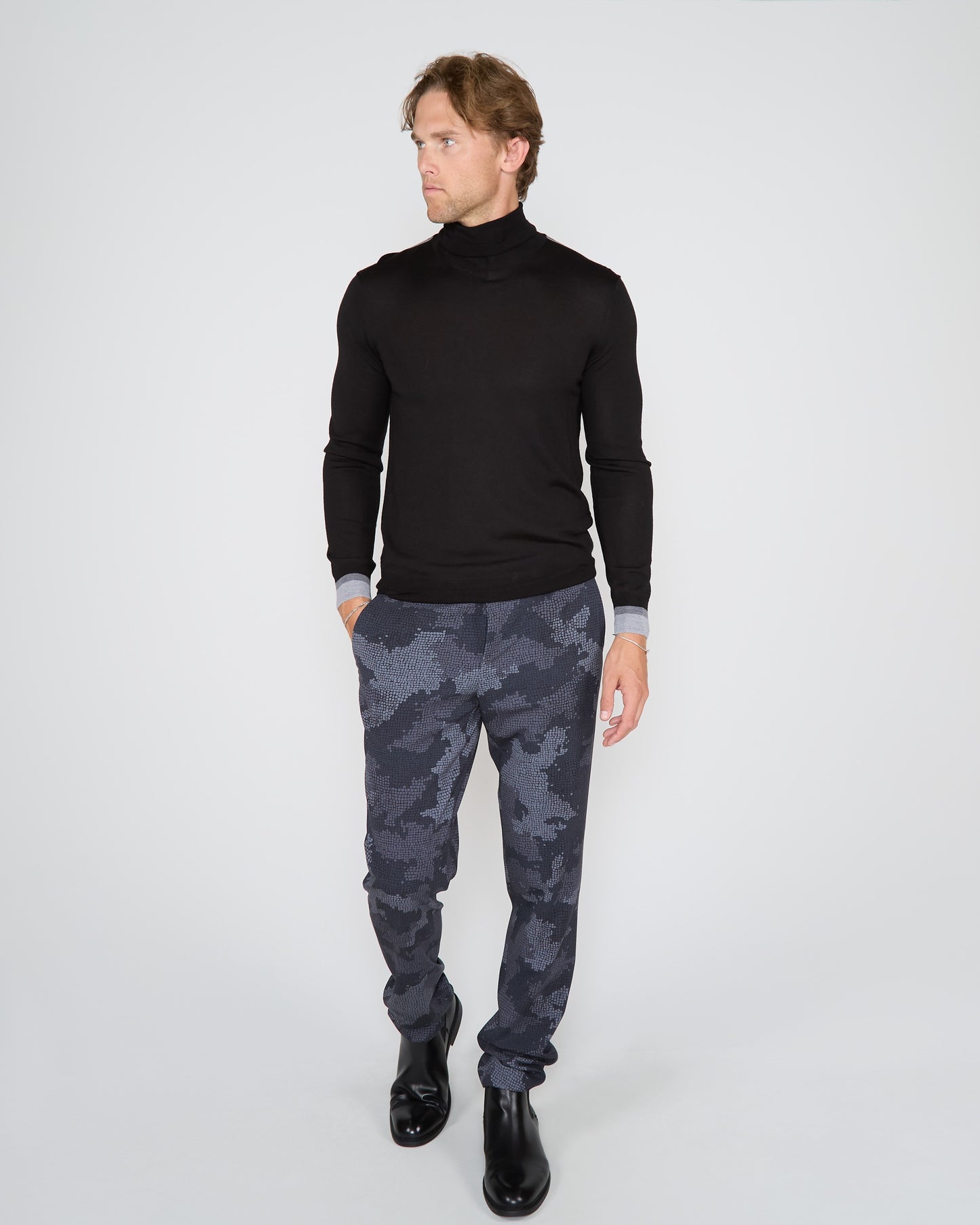 PAXTON CAMO MOSAIC  TAILORED WOOL PANT - COAL