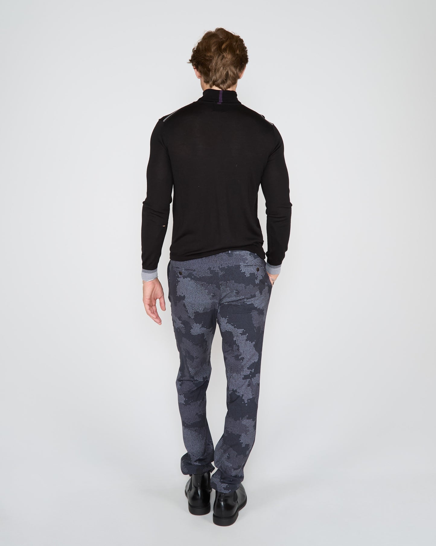 PAXTON CAMO MOSAIC  TAILORED WOOL PANT - COAL