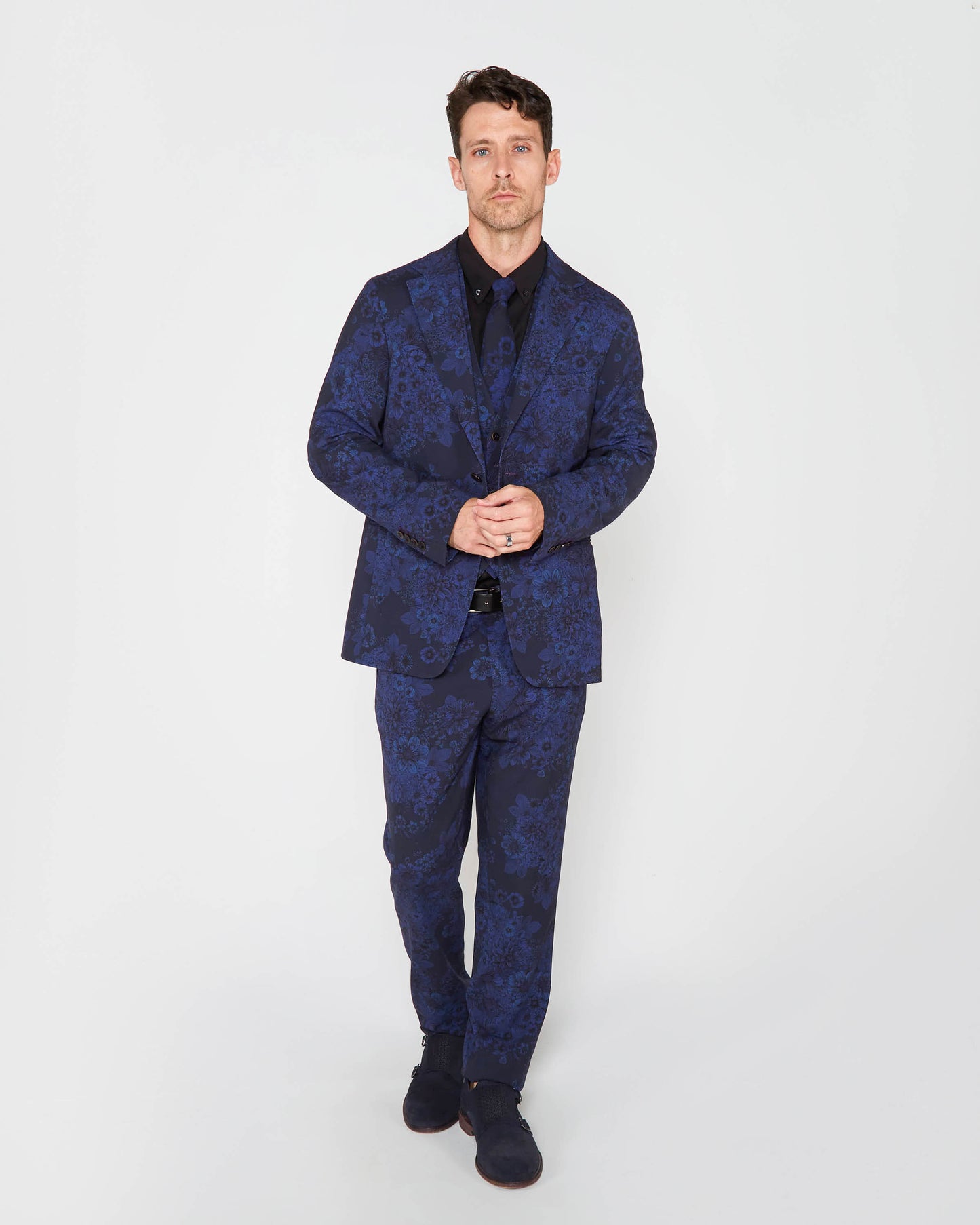 JUDD FULLY LINED MARCO FLORAL TAILORED WOOL BLAZER - MIDNIGHT