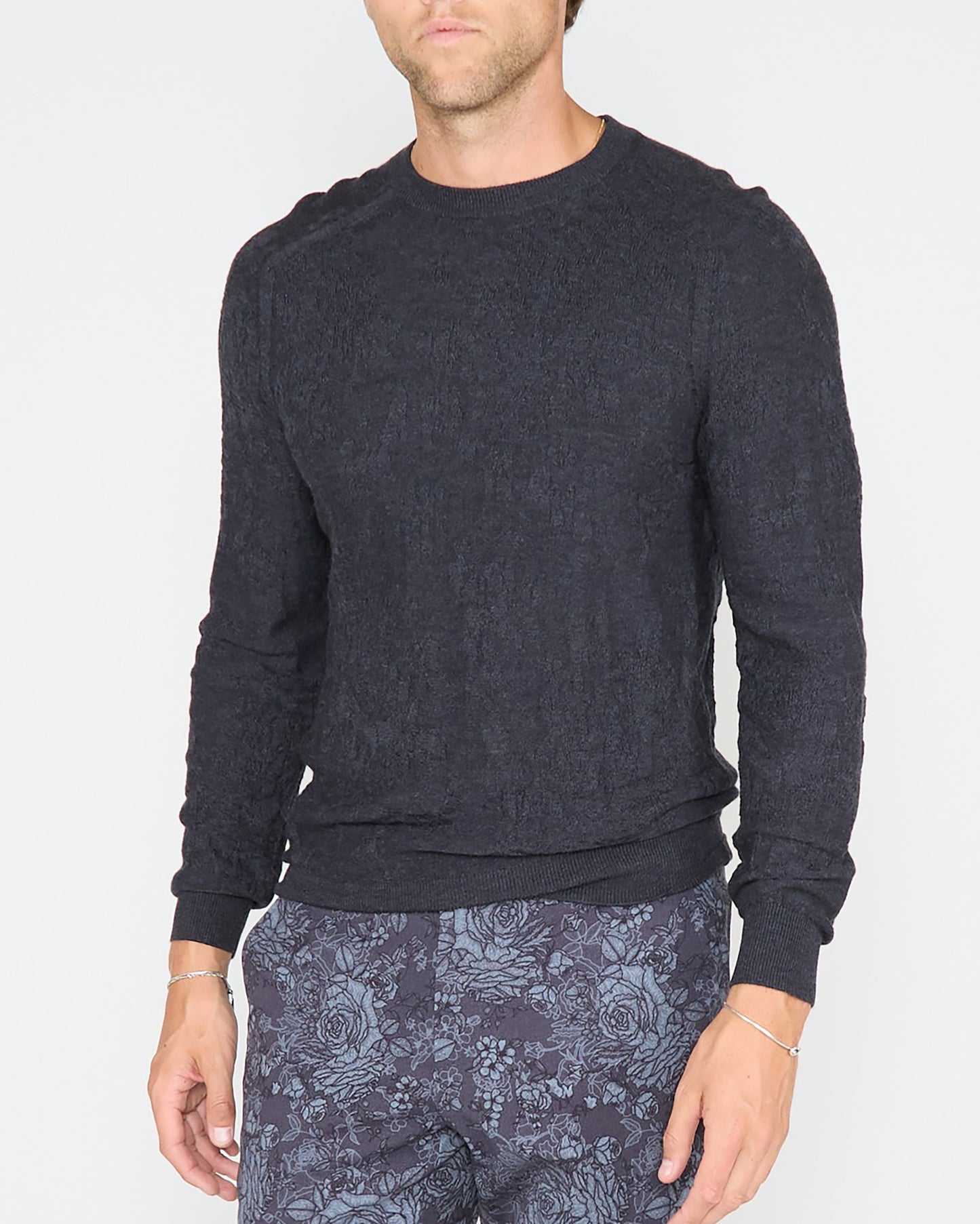COLE FULLY FASHIONED MERINO CREWNECK SWEATER - CHARCOAL
