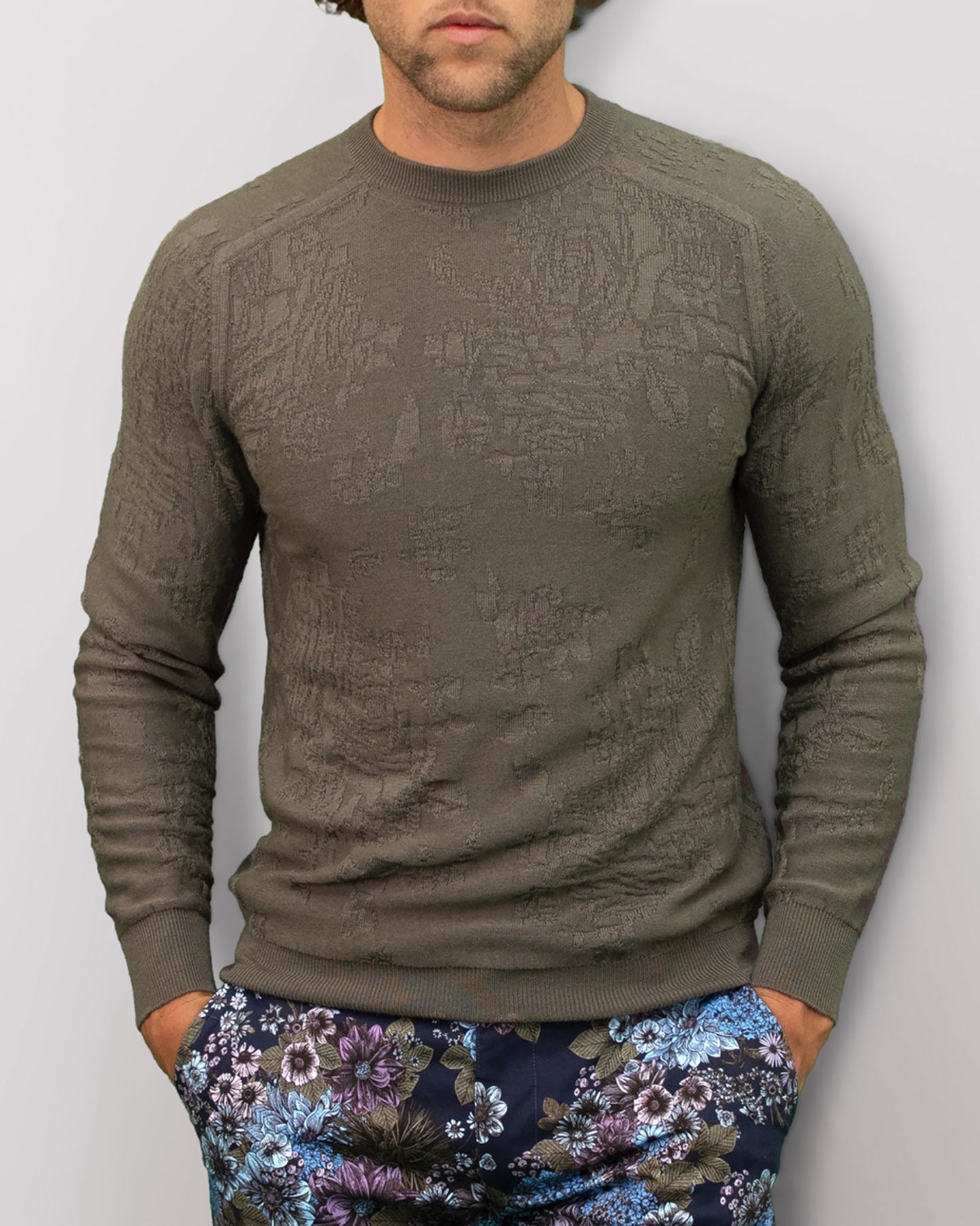 COLE FULLY FASHIONED MERINO CREWNECK SWEATER - SAGE