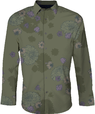 NORMAN WINTER FLOWERS SAGE MEN'S PRINTED COTTON LONG-SLEEVE SHIRT