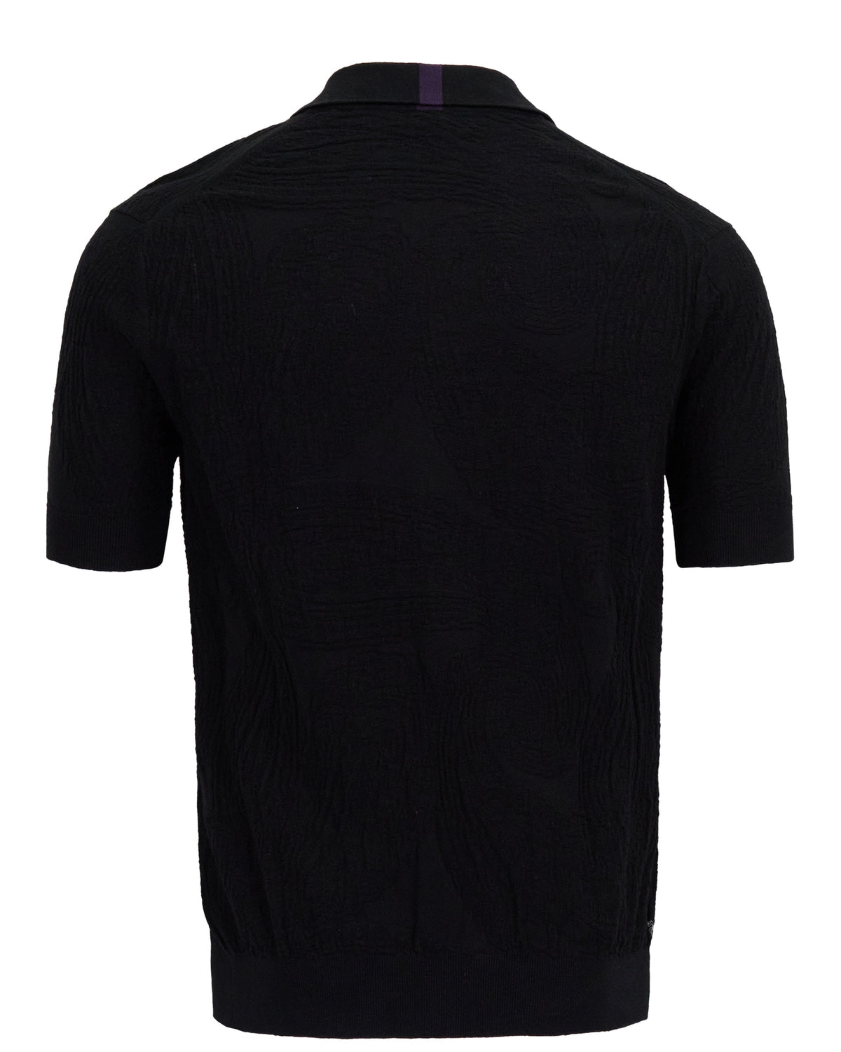 PETERSON BLACK MENS JACQUARD LINEN COTTON POLO